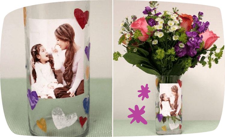 florero con foto manualidades dia de la madre