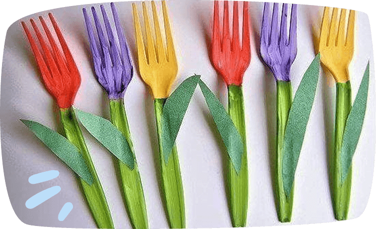 manualidades dia de la madre tulipanes con cubiertos
